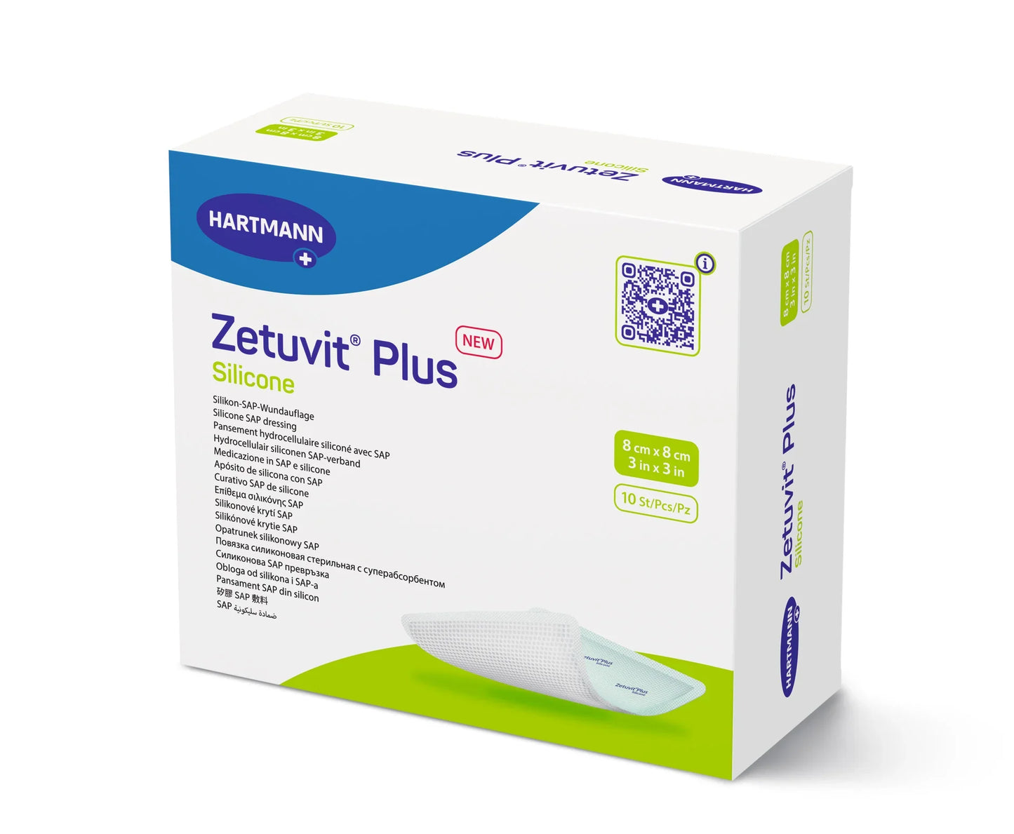 Hartmann Zetuvit Plus Silicone SAP Wound Dressing 8x8cm pack of 10