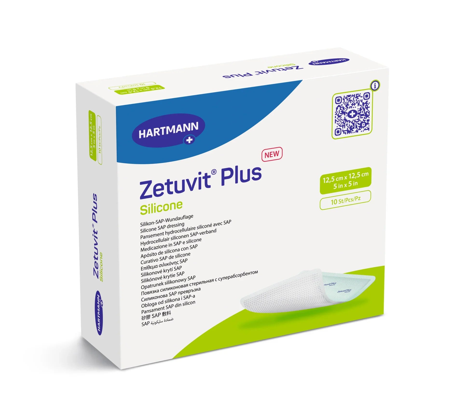 Hartmann Zetuvit Plus Silicone SAP Wound Dressing 12.5x12.5cm pack of 10