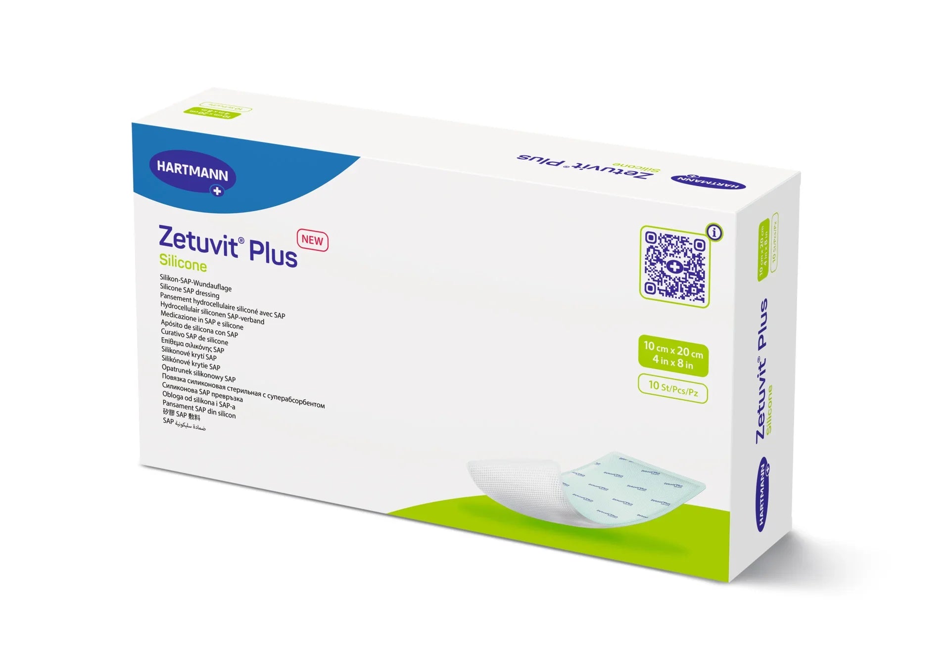 Hartmann Zetuvit Plus Silicone SAP Wound Dressing 10x20cm pack of 10