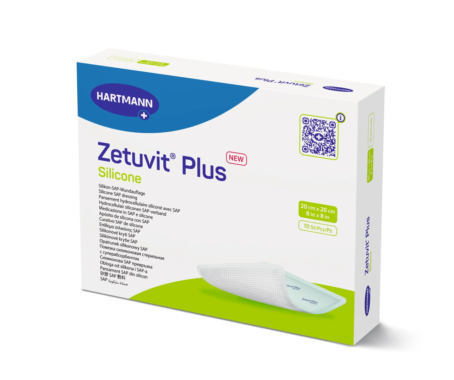 Hartmann Zetuvit Plus Silicone SAP Wound Dressing 20x20cm pack of 10