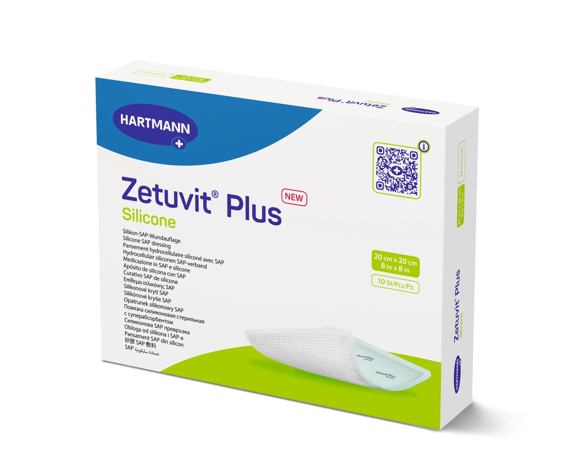 Hartmann Zetuvit Plus Silicone SAP Wound Dressing 20x20cm pack of 10