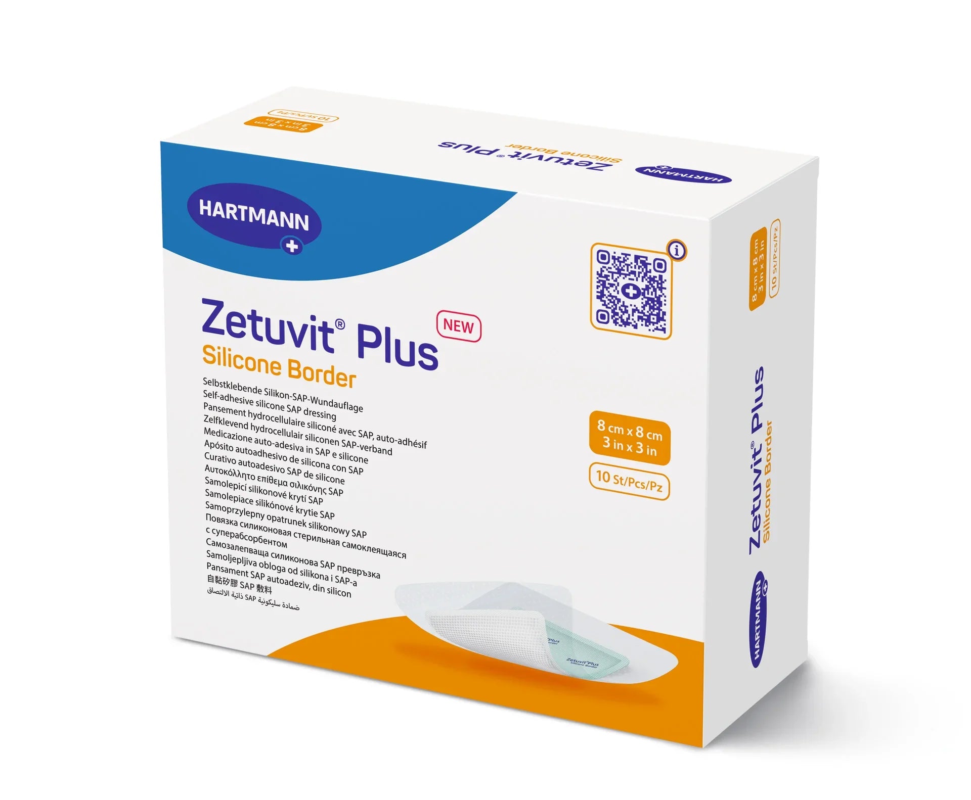Hartmann Zetuvit Plus Silicone Border Wound Dressing 8x8cm pack of 10