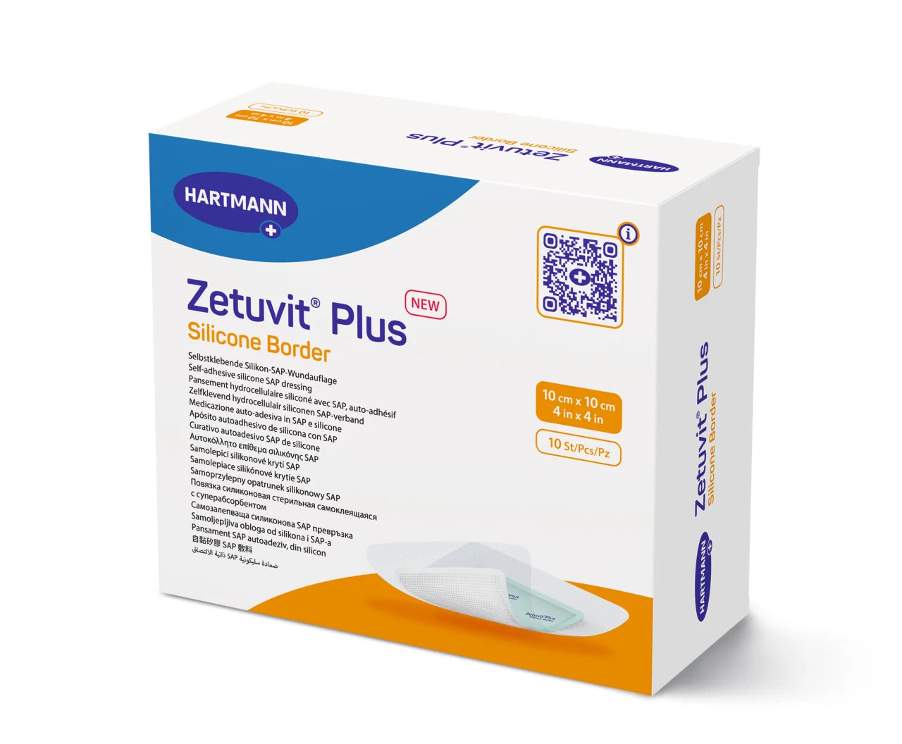 Hartmann Zetuvit Plus Silicone Border Wound Dressing 10x10cm pack of 10