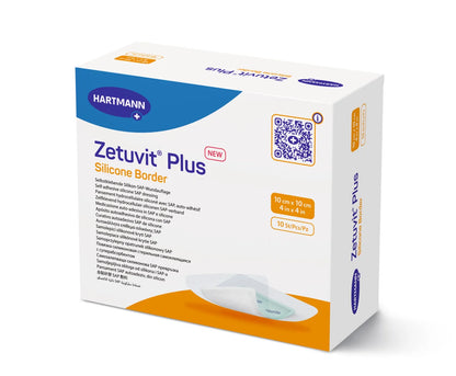 Hartmann Zetuvit Plus Silicone Border Wound Dressing 10x10cm pack of 10