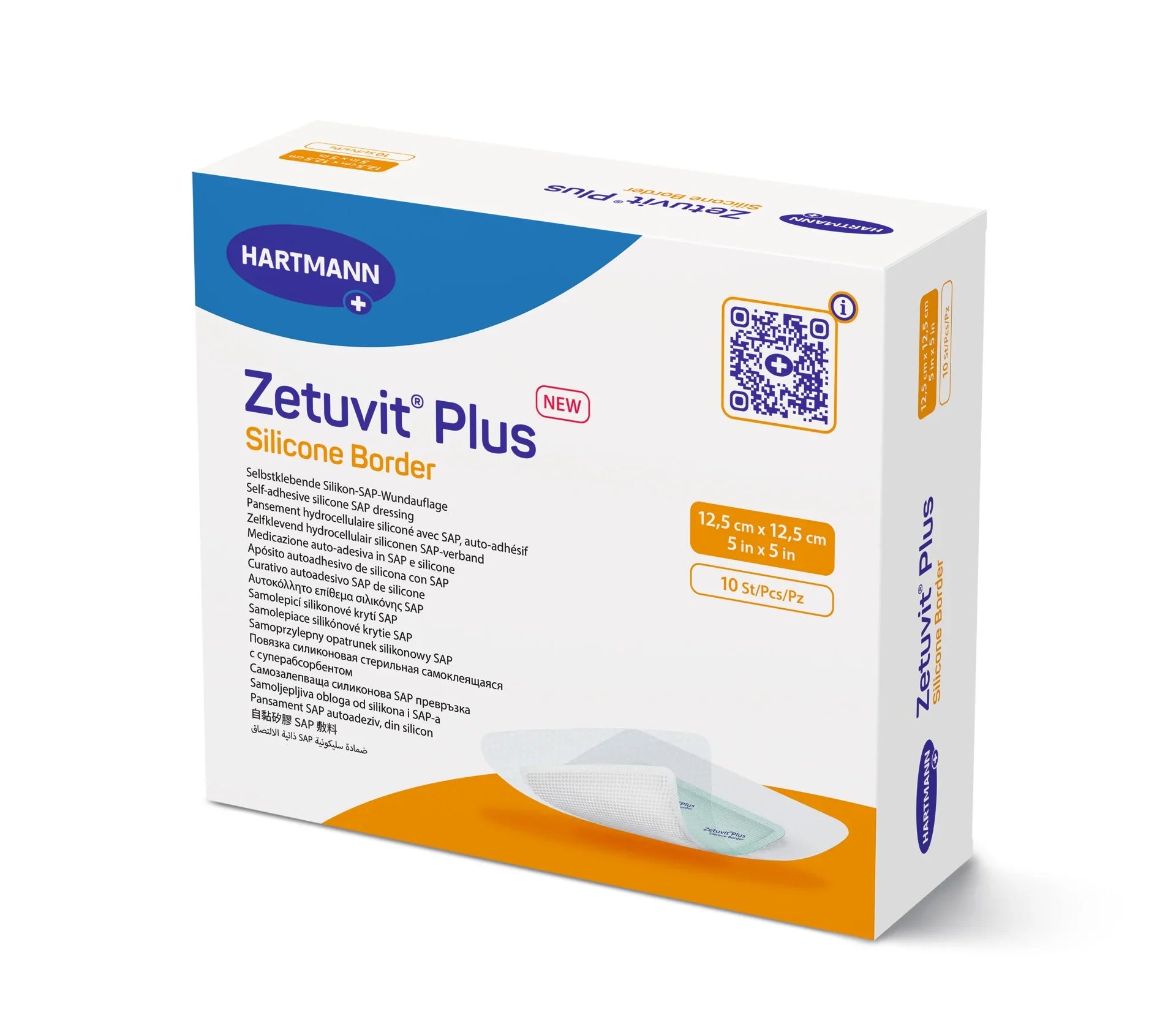 Hartmann Zetuvit Plus Silicone Border Wound Dressing 12.5x12.5cm pack of 10