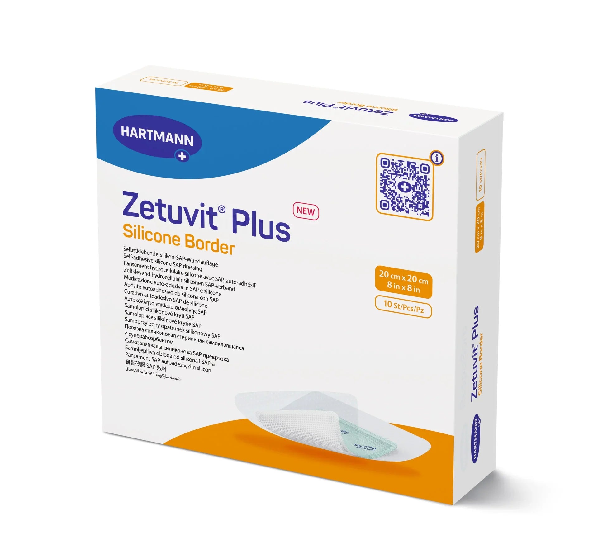 Hartmann Zetuvit Plus Silicone Border Wound Dressing 20x20cm pack of 10