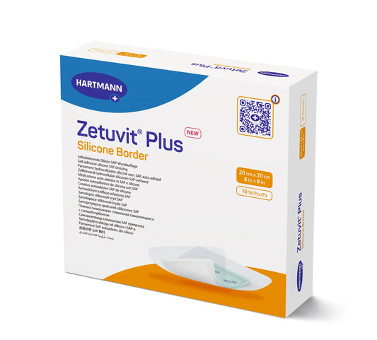 Hartmann Zetuvit Plus Silicone Border Wound Dressing 20x20cm pack of 10