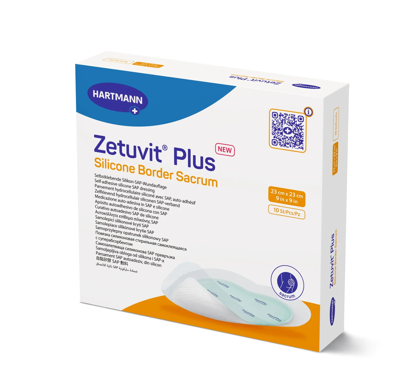 Hartmann Zetuvit Plus Silicone Border Sacrum Wound Dressing 23x23cm pack of 10