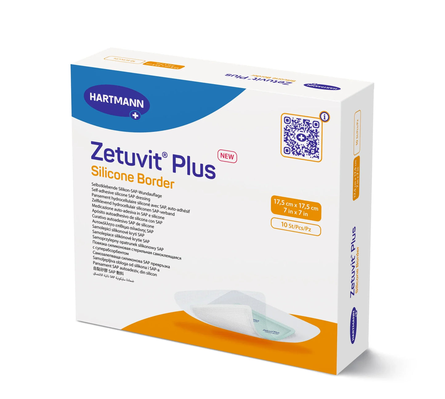 Hartmann Zetuvit Plus Silicone Border Wound Dressing 17.5x17.5cm pack of 10