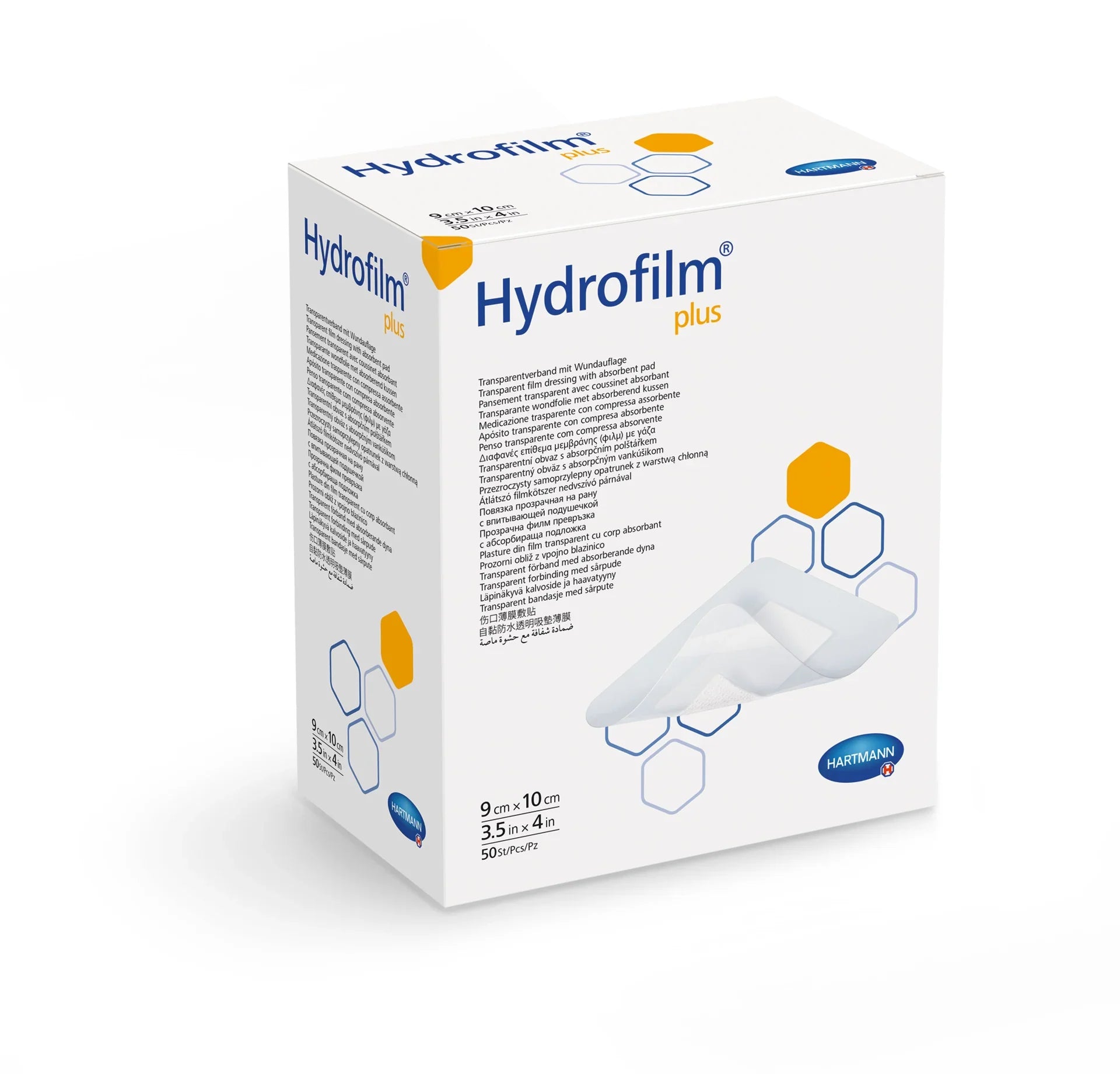 Hartmann Hydrofilm Plus transparent film dressing 9x10cm medium size protection