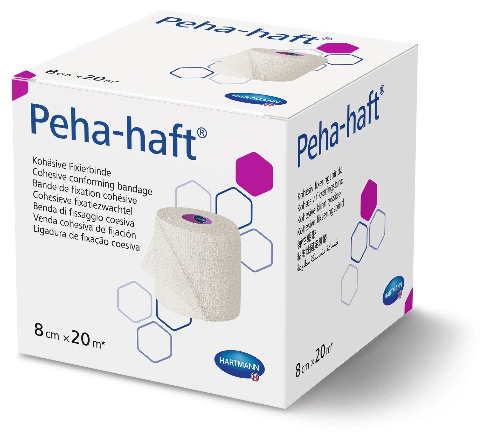 Peha-haft Cohesive Conforming Bandage 8cm x 20m - Latex-free self-adhering medical bandage