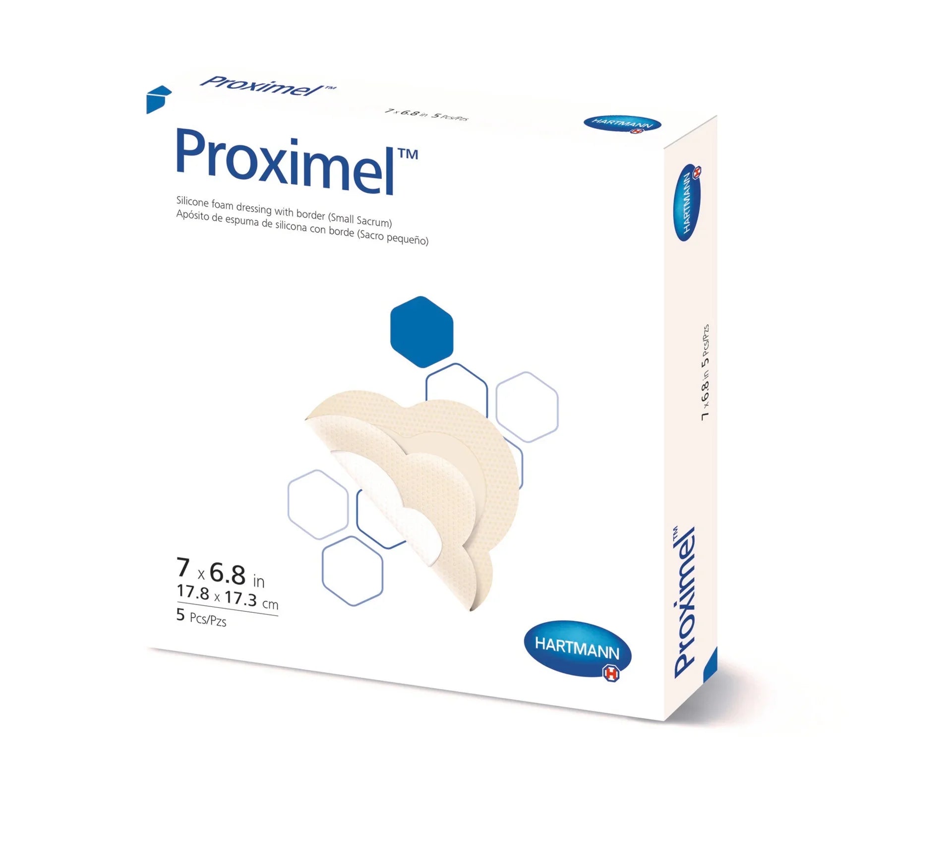 Proximel Silicone Foam Sacrum Dressing anatomically shaped for sacral wounds and pressure injuries