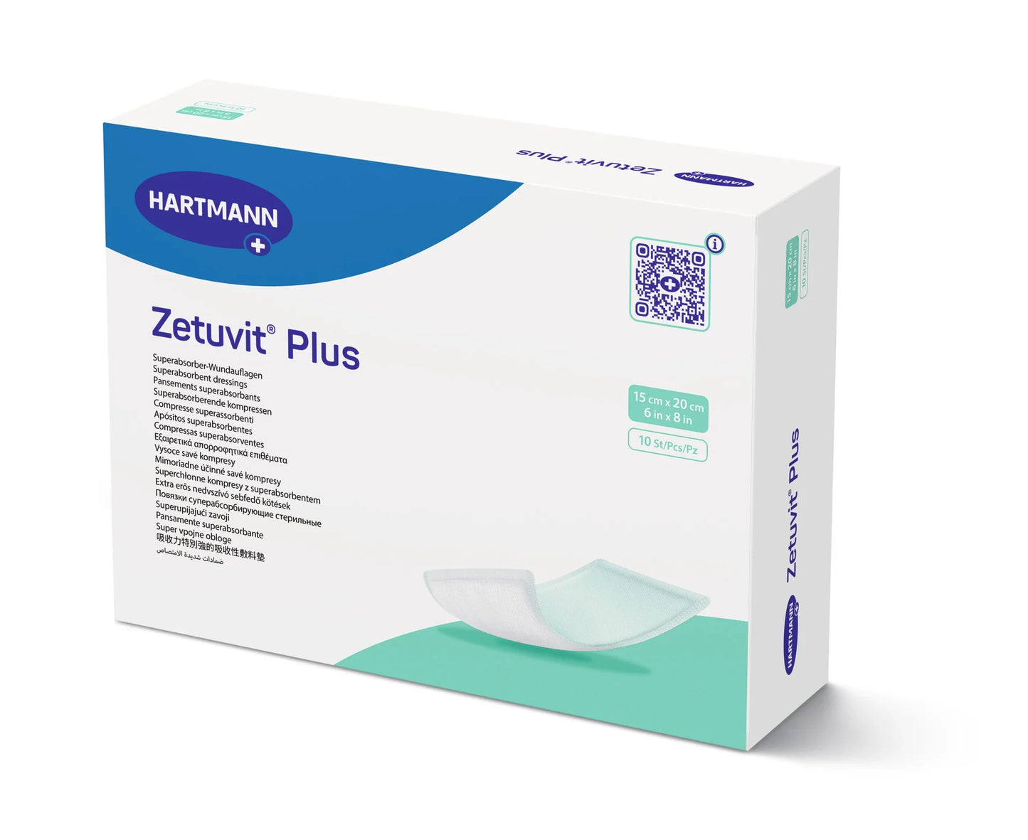 Zetuvit Plus Super Absorbent Dressing 15x20cm for medium to large heavily exuding wounds