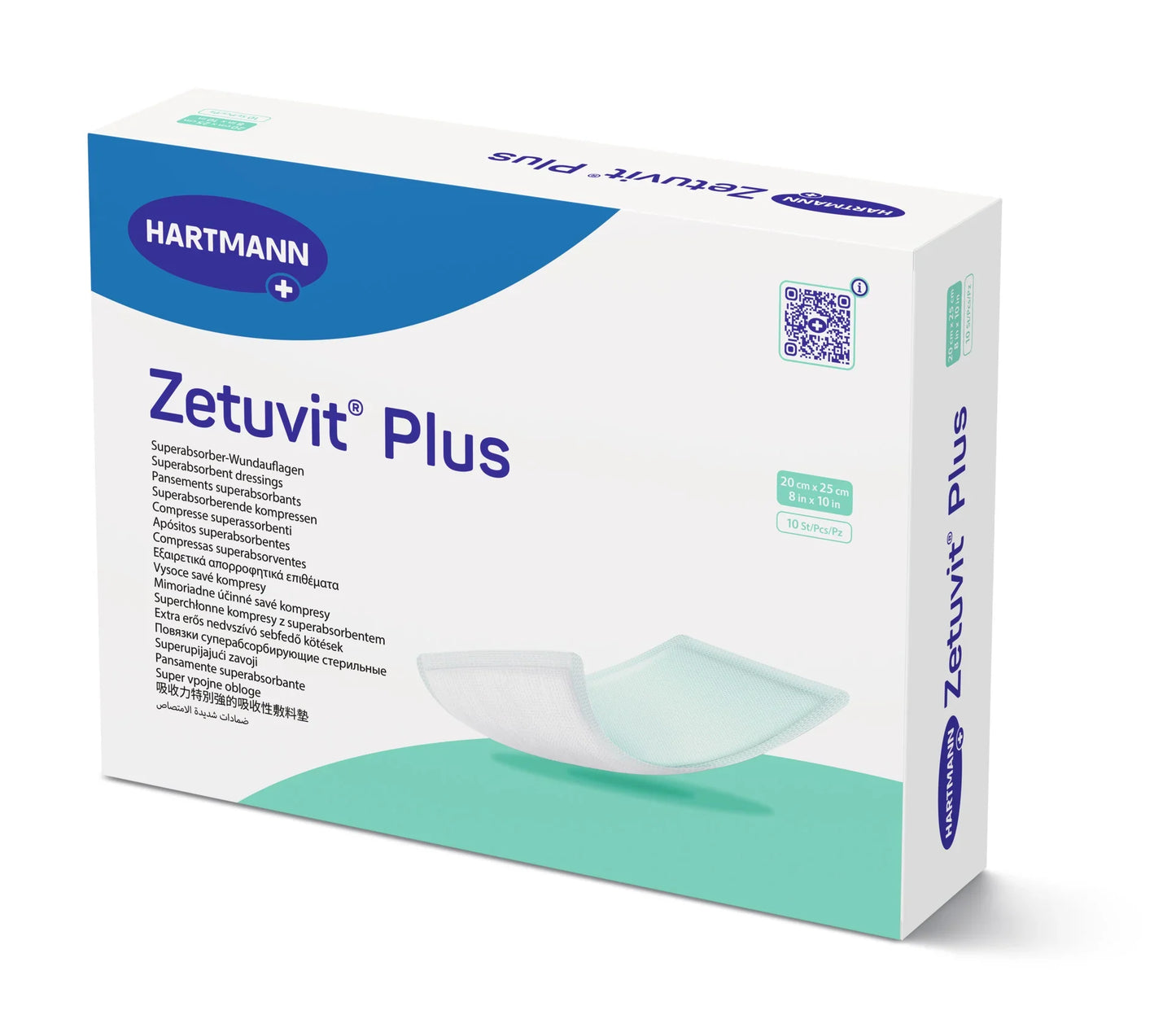 Zetuvit Plus Super Absorbent Dressing 20x25cm for large surgical wounds and trauma sites