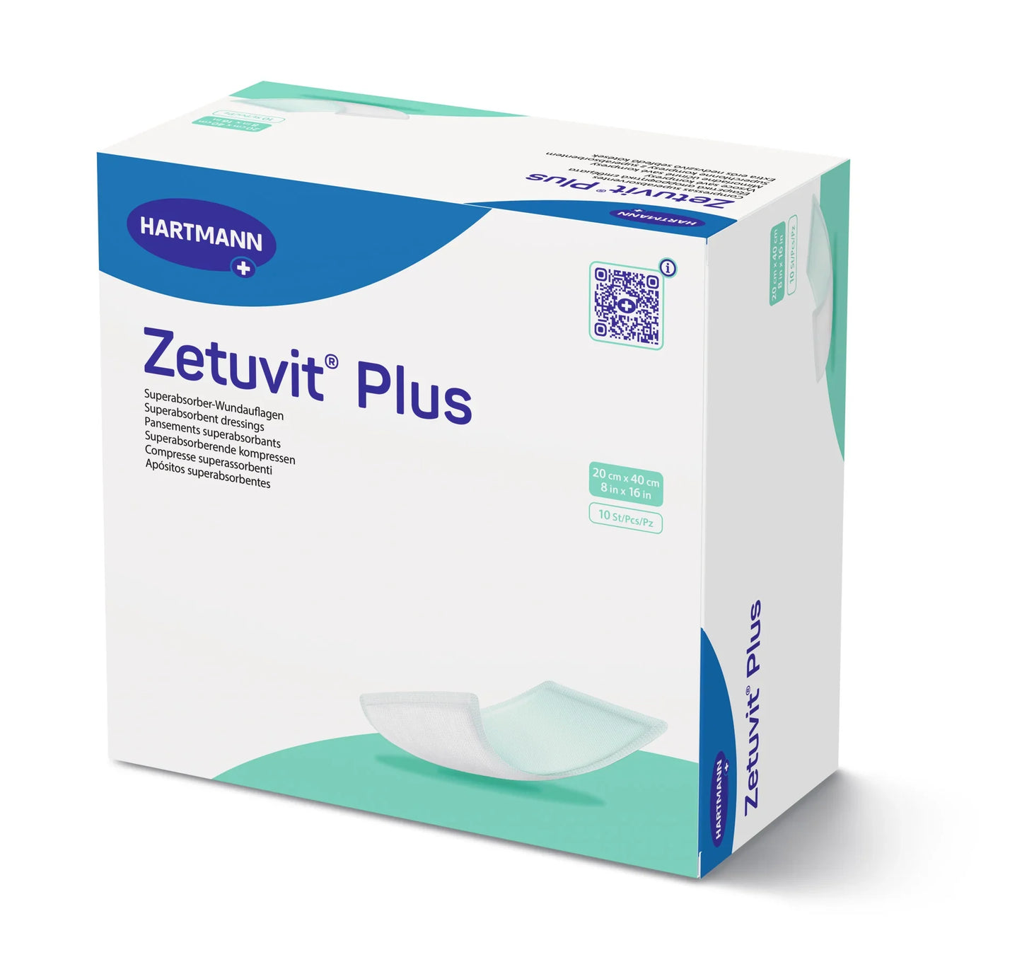 Zetuvit Plus Super Absorbent Dressing 20x40cm extra large for extensive wound coverage
