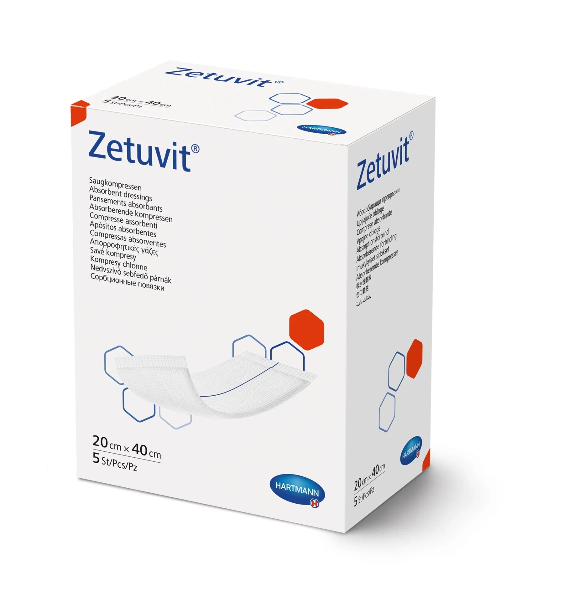 Zetuvit Sterile Absorbent Dressing 20x40cm for direct wound contact in sterile procedures