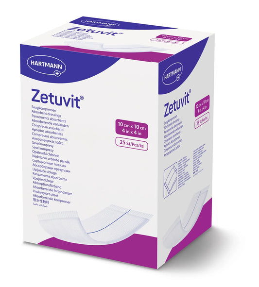 Zetuvit Sterile Absorbent Dressing 10x10cm individually wrapped for clinical wound care