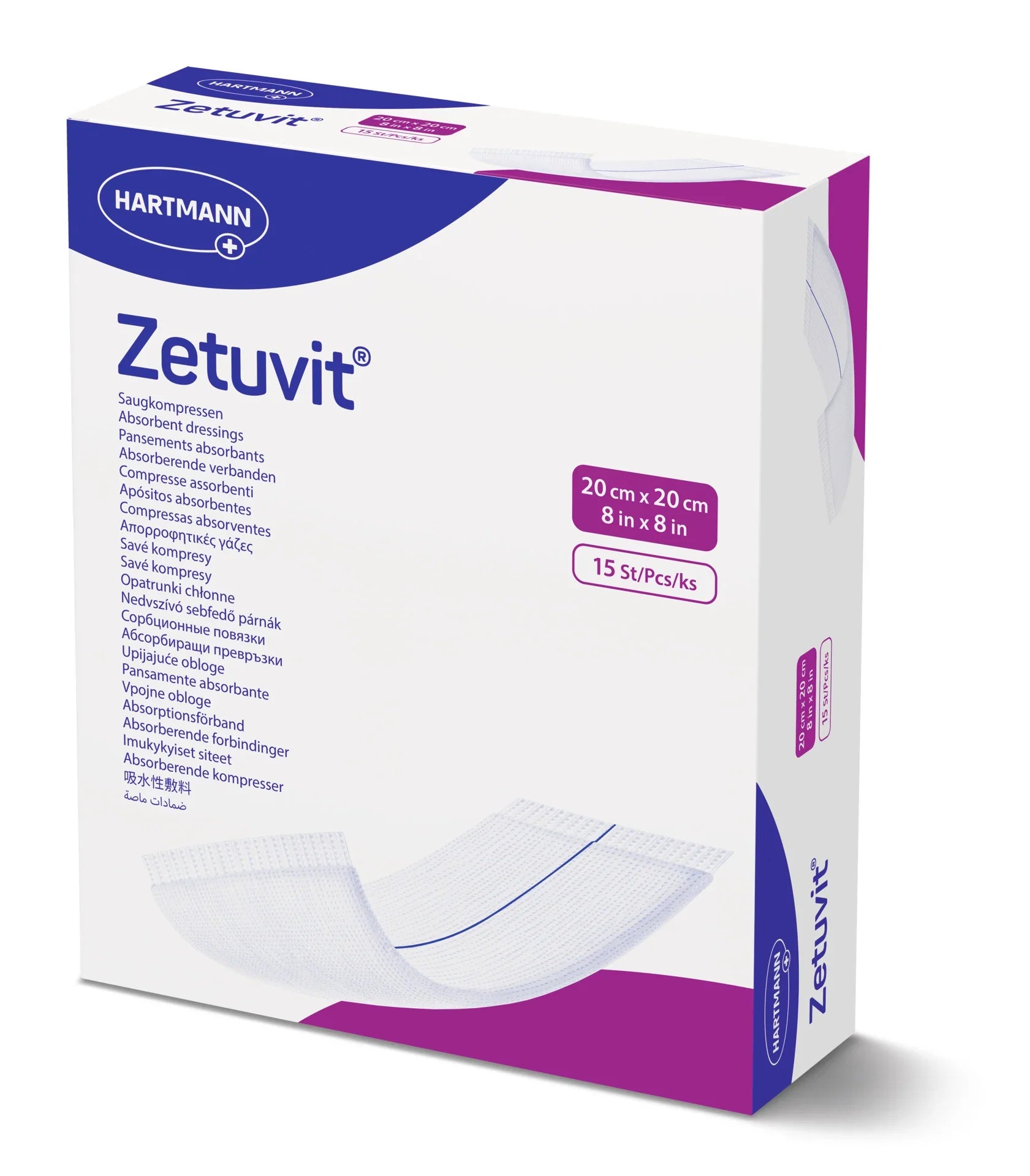 Zetuvit Sterile Absorbent Dressing 20x20cm for medium to large sterile wound coverage